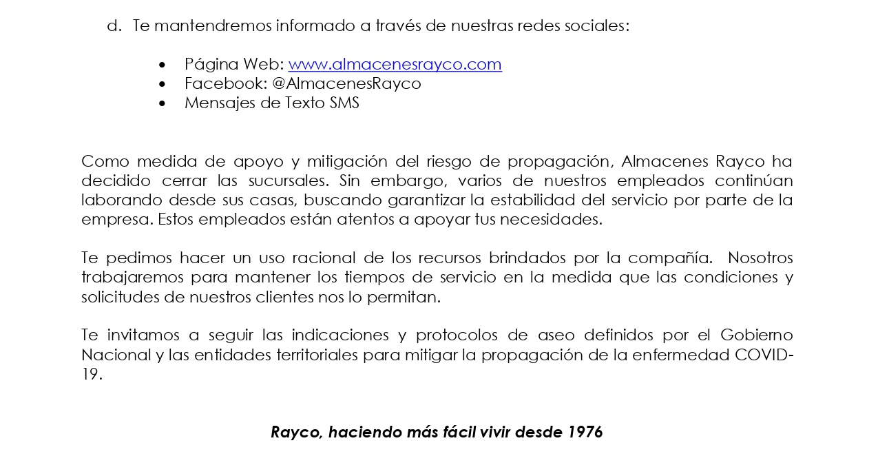 Recuerde tenemos nuestras líneas gratuitas habilitadas para cualquier inquietud